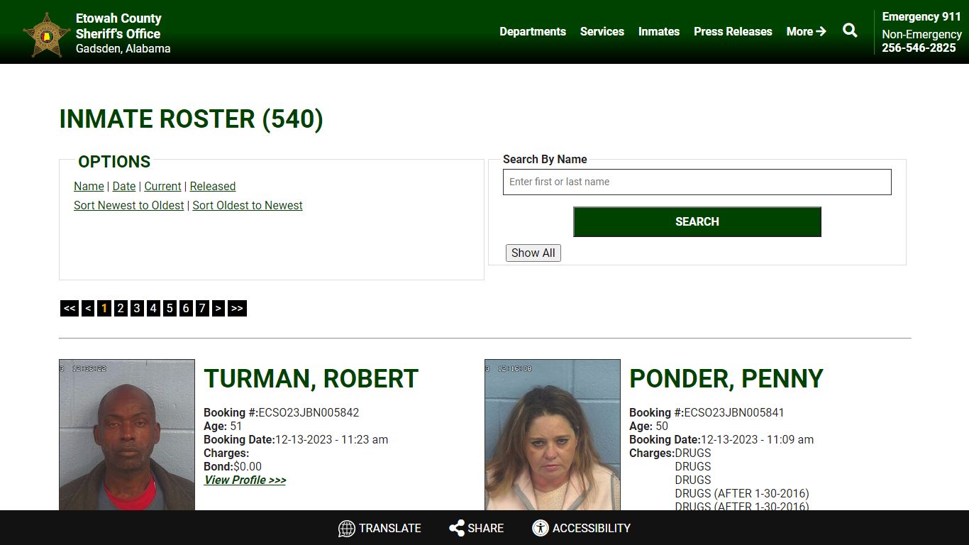 Inmate Roster - Current Inmates Booking Date Descending - Etowah County ...