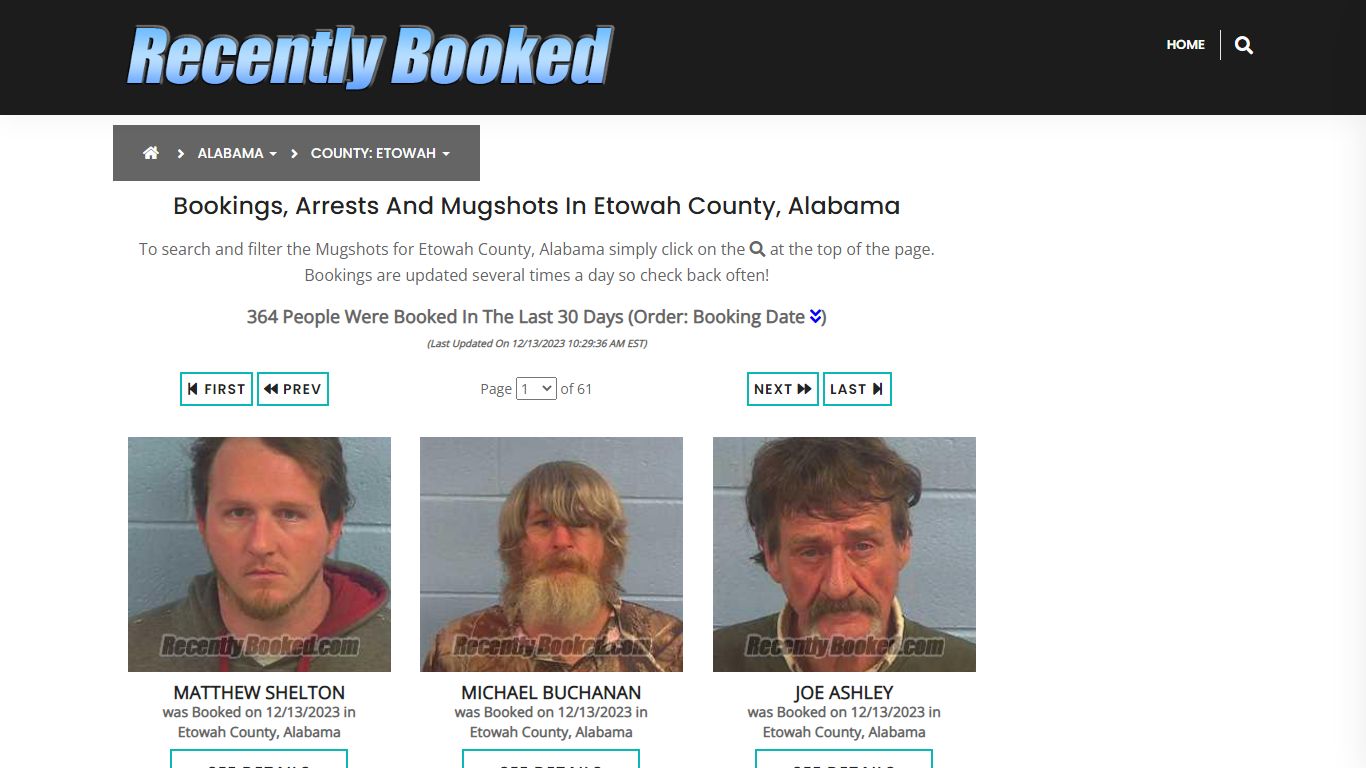 Bookings, Arrests and Mugshots in Etowah County, Alabama - Recently Booked